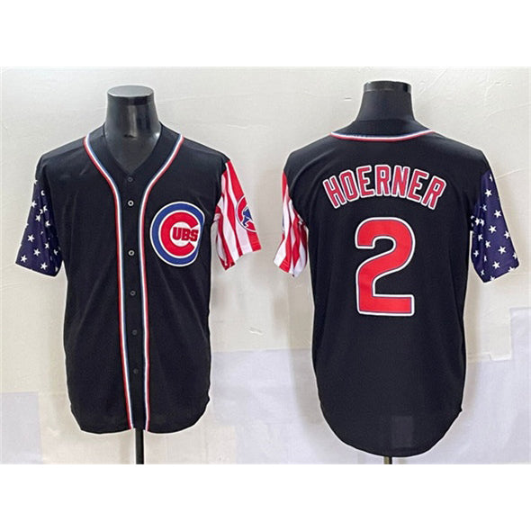 Boles  Chicago Cubs #2 Nico Hoerner Black  2025 Independence Day Vapor Premier Limited Stitched Jersey
