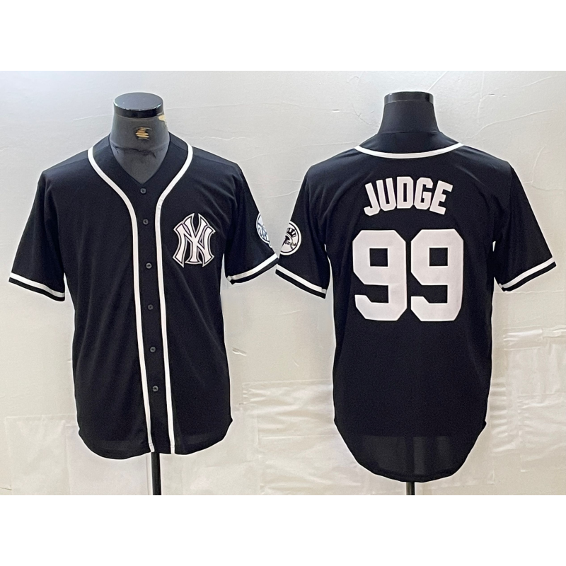 Boles  New York Yankees #99 Aaron Judge Black White  Cool Base Stitched Jersey