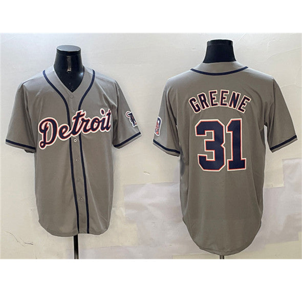 Boles Detroit Tigers #31 Riley Greene Gray  With Patch Cool Base Stitched Jersey