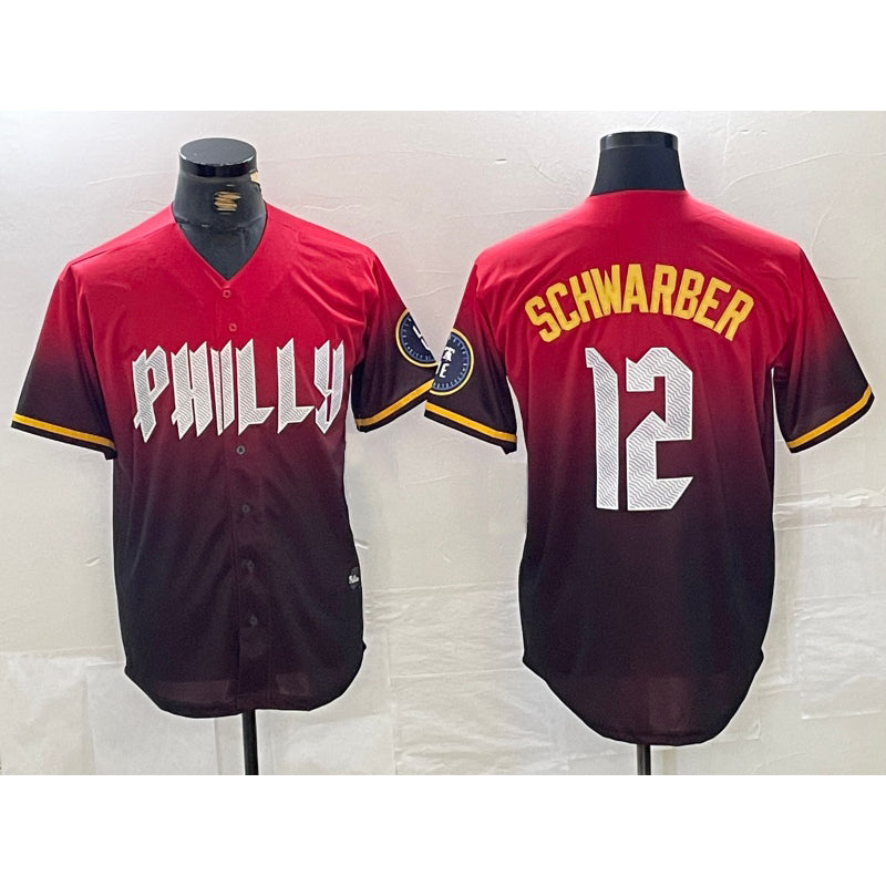 Boles  Philadelphia Phillies #12 Kyle Schwarber Red  2024 City Cool Base Jersey