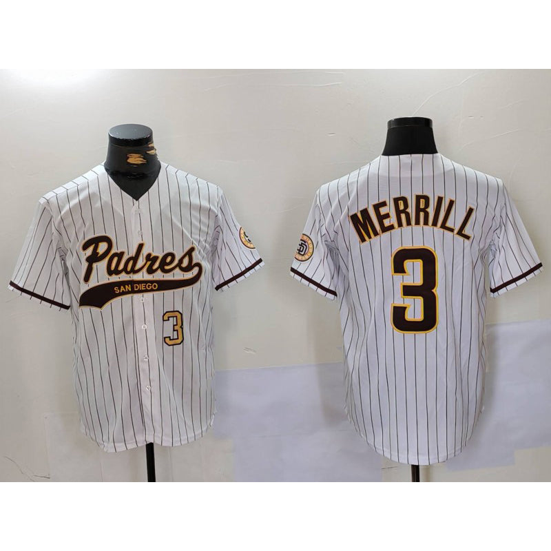 Boles  San Diego Padres #3 Jackson Merrill White  2023 Cool Base Stitched Jerseys