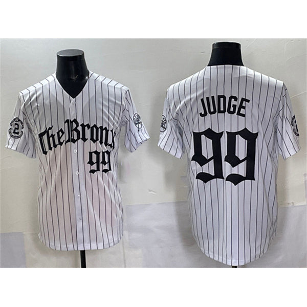 Boles  New York Yankees #99 Aaron Judge White  Fashion Pinstripe 'Gothic Legacy Edition' Vapor Premier Limited Stitched Jersey