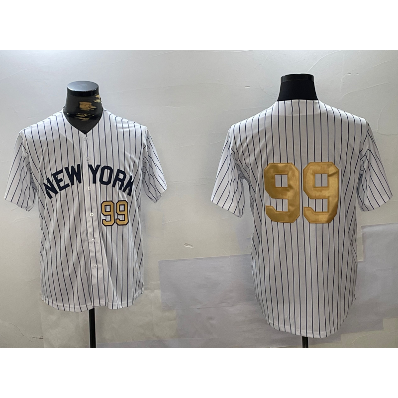 Boles  New York Yankees #99 Aaron Judge White  Pinstripe Without Name Fashion Cool Base Jerseys