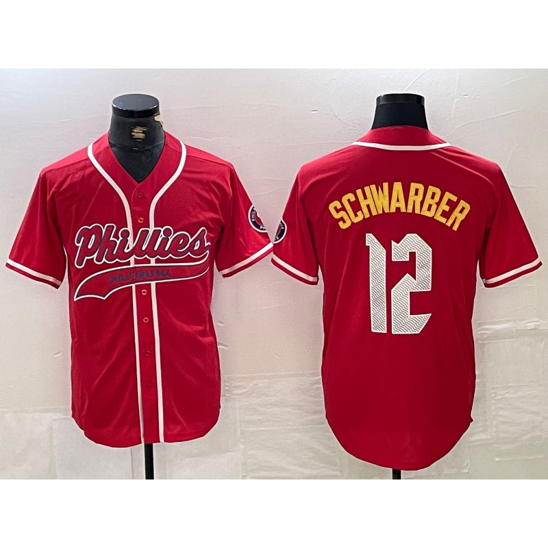 Boles  Philadelphia Phillies #12 Kyle Schwarber Red  2024 City Connect Limited Stitched Jersey 2