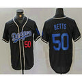 Boles Los Angeles Dodgers #50 Mookie Betts Number Black  Cool Base With Patch Stitched Jersey 2