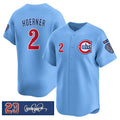 Boles  Chicago Cubs #2 Nico Hoerner Blue  'Ryne Sandberg Tribute' Vapor Limited V3 Stitched Jersey