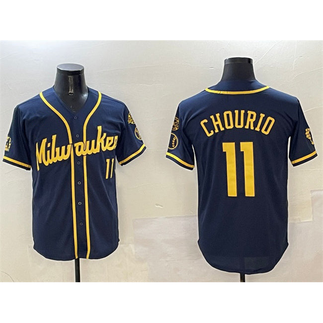 Boles    Milwaukee Brewers #11 Jackson Chourio White  2024 Alternate Limited Stitched Jersey