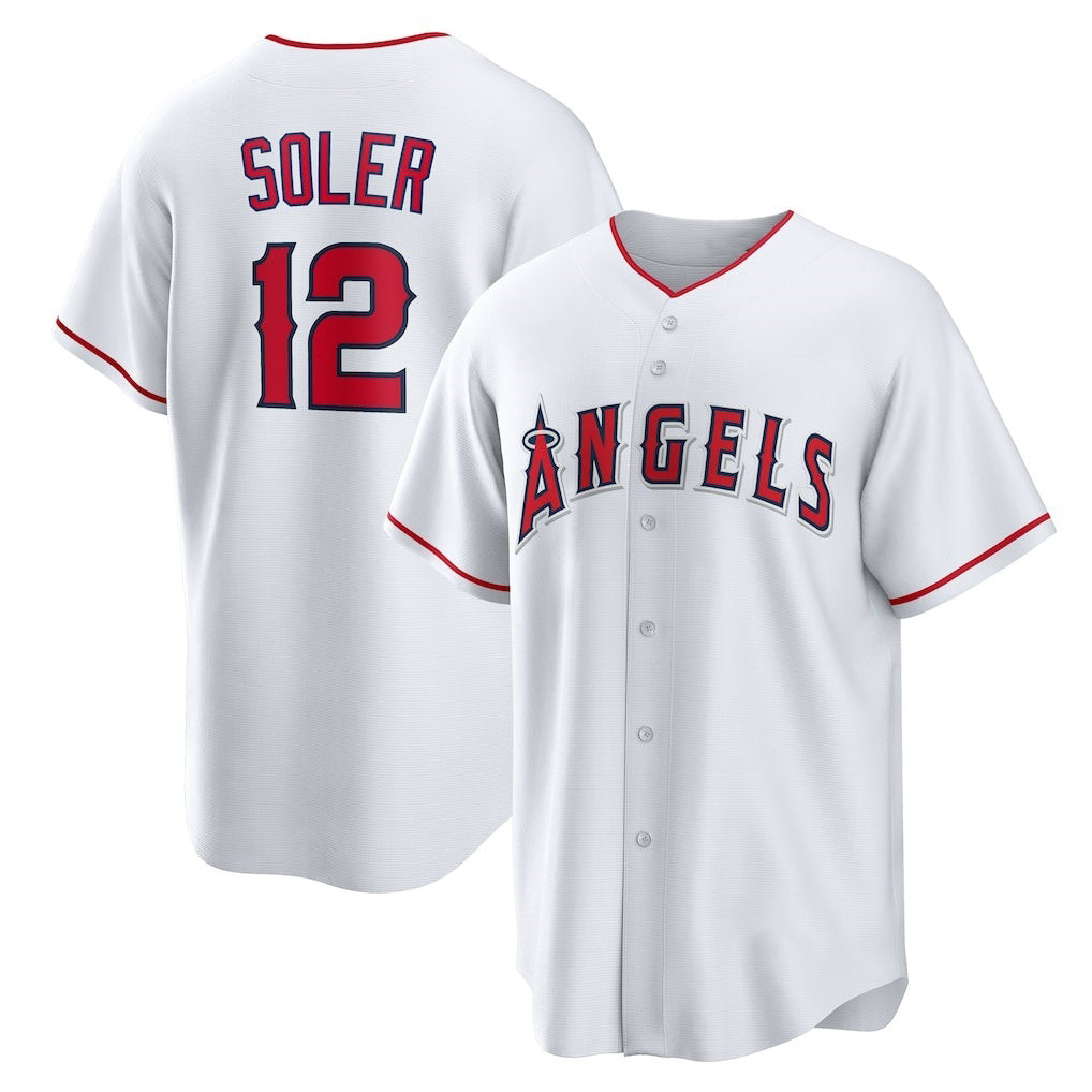Boles Los Angeles Angels #12 Jorge Soler White  Home Replica Jersey