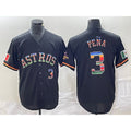 Boles Houston Astros #3 Jeremy Pena Number Black  Rainbow World Serise Champions Patch Cool Base Stitched Jersey