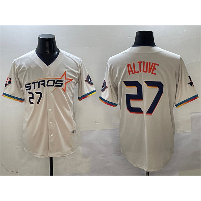 Boles Houston Astros #27 Jose Altuve Cream  2025 City Connect With Texas Patch Limited Stitched Jersey