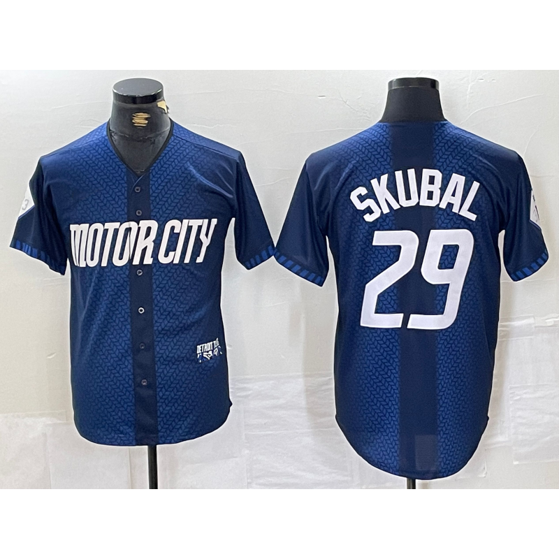 Boles Detroit Tigers #29 Tarik Skubal 2024 Navy  City Connect Cool Base Limited Stitched Jersey