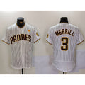 Boles  San Diego Padres #3 Jackson Merrill White  With PS Patch Stitched Flex Base Jersey 2