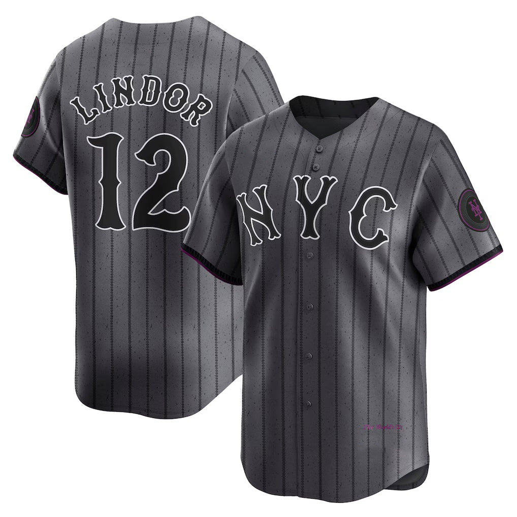 Boles  New York Mets #12 Francisco Lindor Gray  City Connect Limited Player Jersey