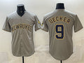 Boles    Milwaukee Brewers #9 Bob Uecker Grey  Home Limited Stitched Jersey