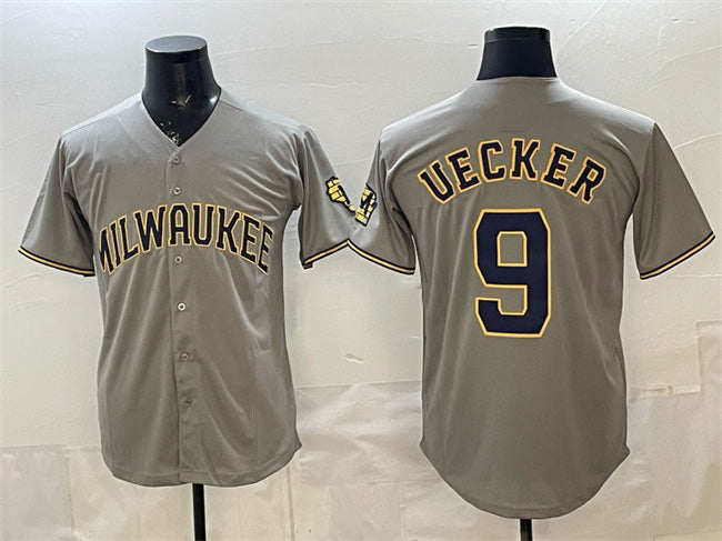 Boles    Milwaukee Brewers #9 Bob Uecker Grey  Home Limited Stitched Jersey