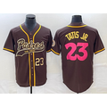 Boles  San Diego Padres #23 Fernando Tatis Jr Number Brown  NEW 2023 City Connect Cool Base Stitched Jersey