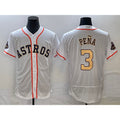 Boles Houston Astros #3 Jeremy Pena 2023 White Gold  World Serise Champions Patch Flex Base Stitched Jersey