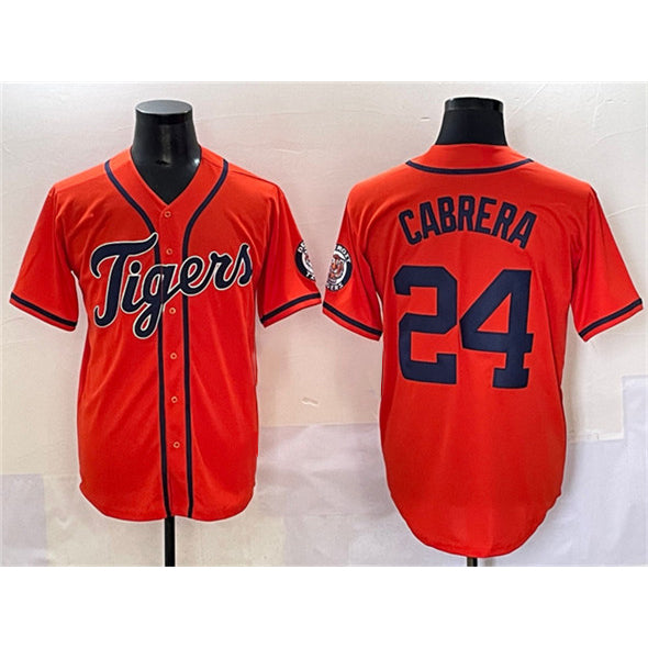 Boles Detroit Tigers #24 Miguel Cabrera Orange  With Patch Cool Base Stitched Jersey
