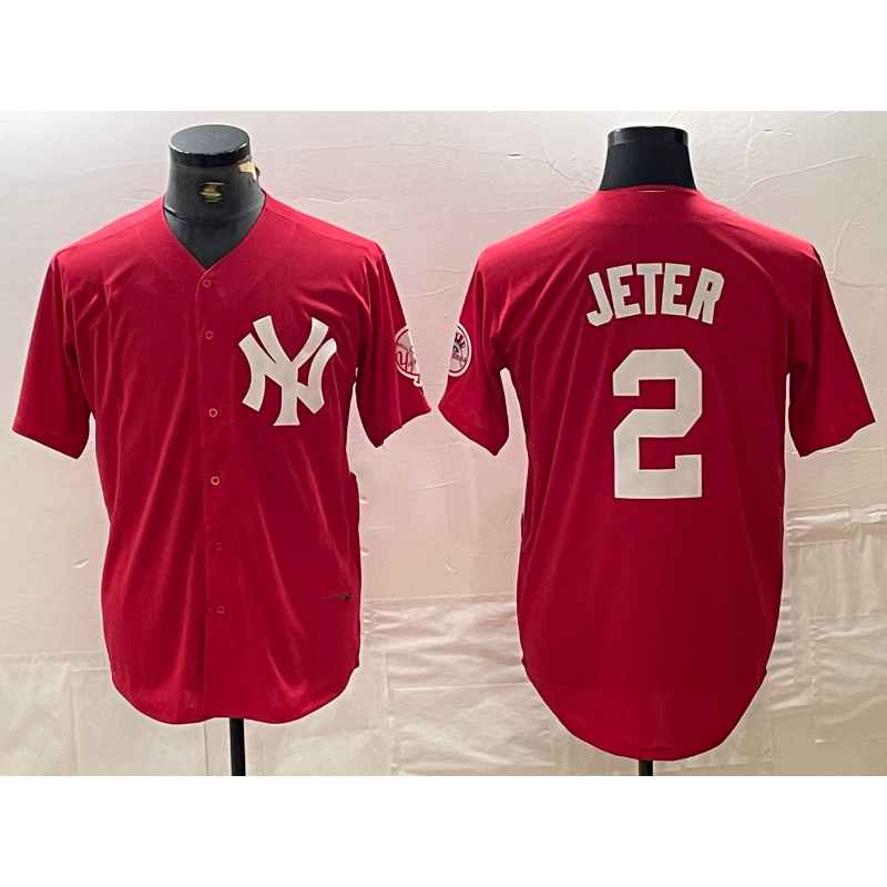 Boles  New York Yankees #2 Derek Jeter Red  Fashion Cool Base Jersey