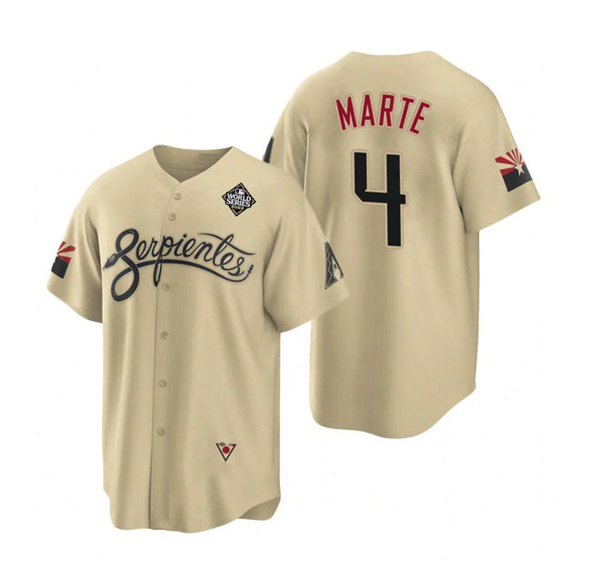 Boles  Arizona Diamondbacks #4 Ketel Marte Gold  2023 World Series City Connect Cool Base Stitched Jersey
