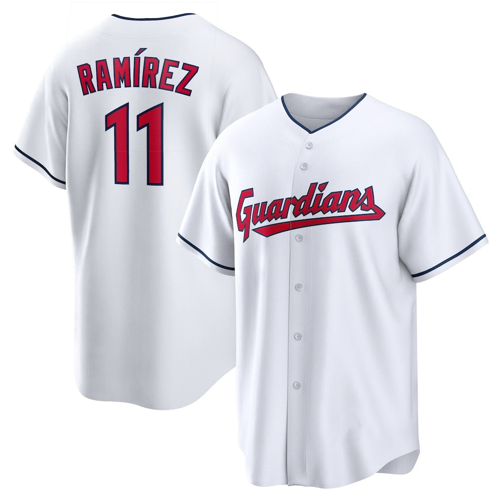 Boles  Cleveland Guardians #11 Jos¨¦ Ram¨ªrez White  Replica Player Jersey