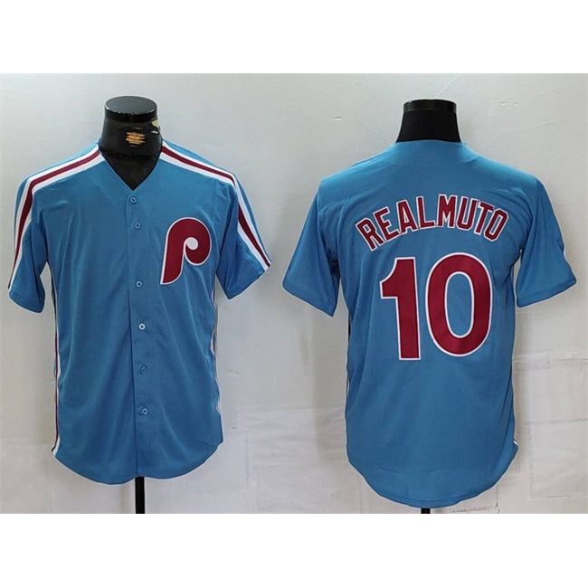 Boles  Philadelphia Phillies #10 J.T. Realmuto Blue  Cool Base Stitched Jersey