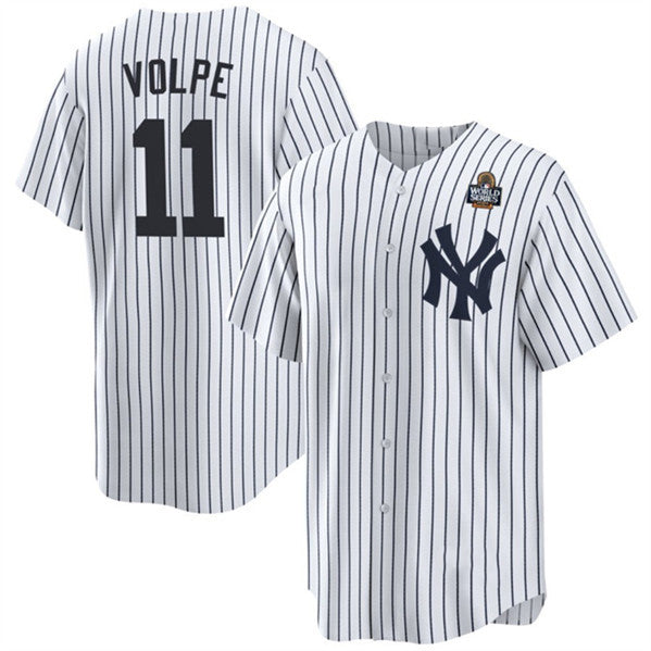 Boles  New York Yankees #11 Anthony Volpe White  2024 World Series With Name Cool Base Stitched Jersey