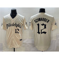 Boles  Philadelphia Phillies #12 Kyle Schwarber Cream  Gothic Vapor Limited Stitched Jersey