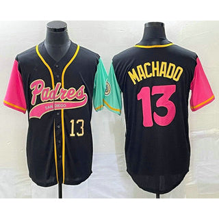 Boles  San Diego Padres #13 Manny Machado Number Black  NEW 2023 City Connect Cool Base Stitched Jersey