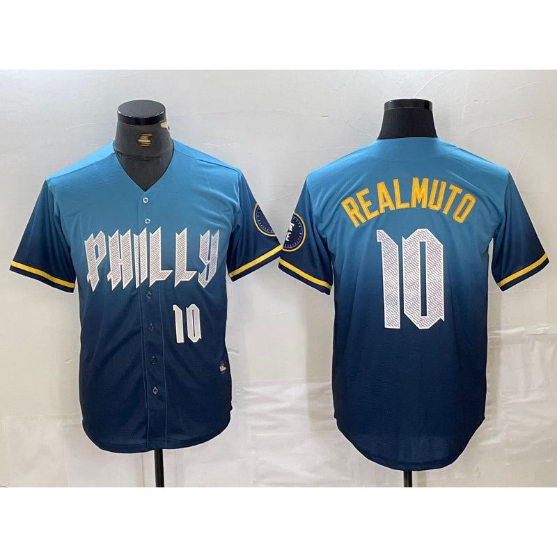 Boles  Philadelphia Phillies #10 JT Realmuto Number Blue  2024 City Connect Limited Stitched Jersey 2