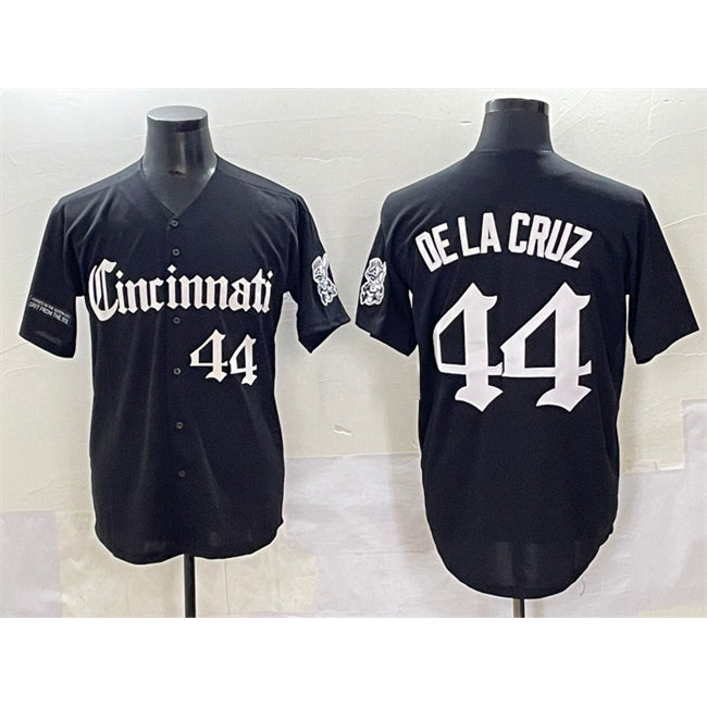 Boles Cincinnati Reds #44 Elly De La Cruz Black  'Gothic Queen City Edition' Vapor Premier Limited Stitched Jersey