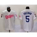 Boles Los Angeles Dodgers #5 Freddie Freeman White Pink  Vin & Kobe Patch Stitched Jersey 2