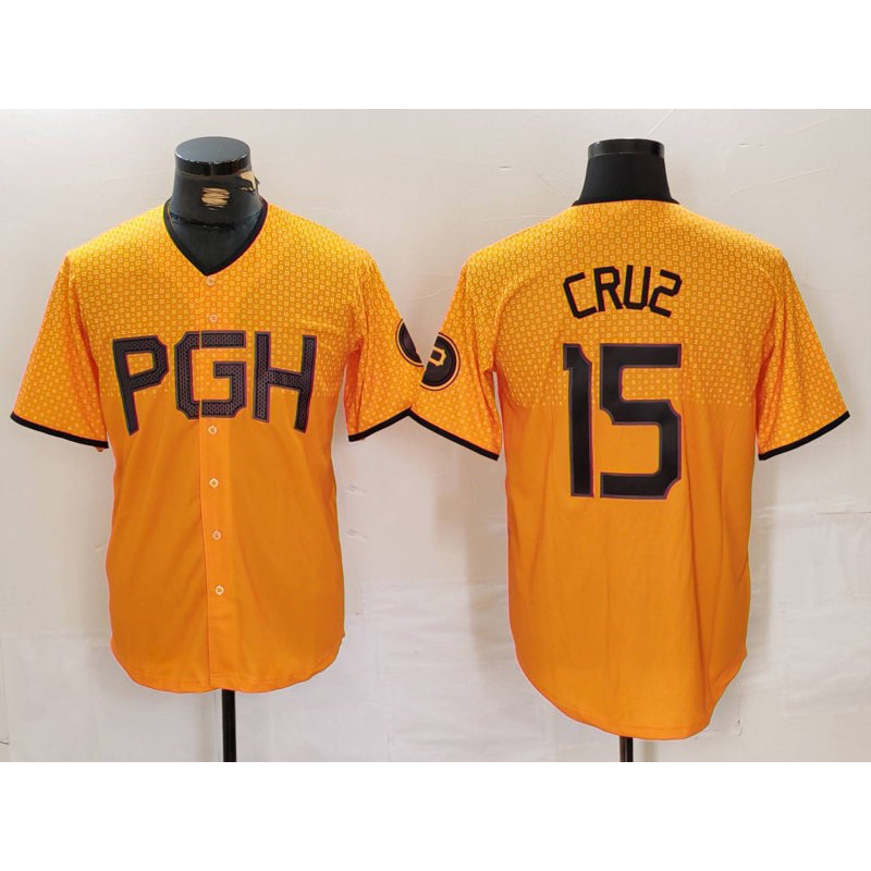 Boles  Pittsburgh Pirates #15 Oneil Cruz Yellow  2023 City Connect Stitched Jersey 2