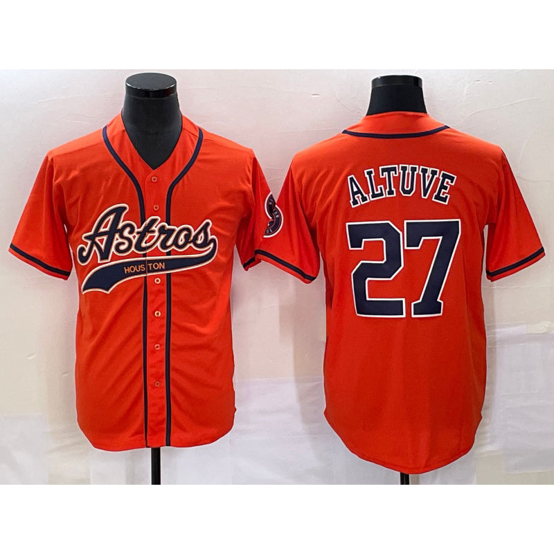 Boles Houston Astros #27 Jose Altuve Orange  With Patch Cool Base Stitched Jersey