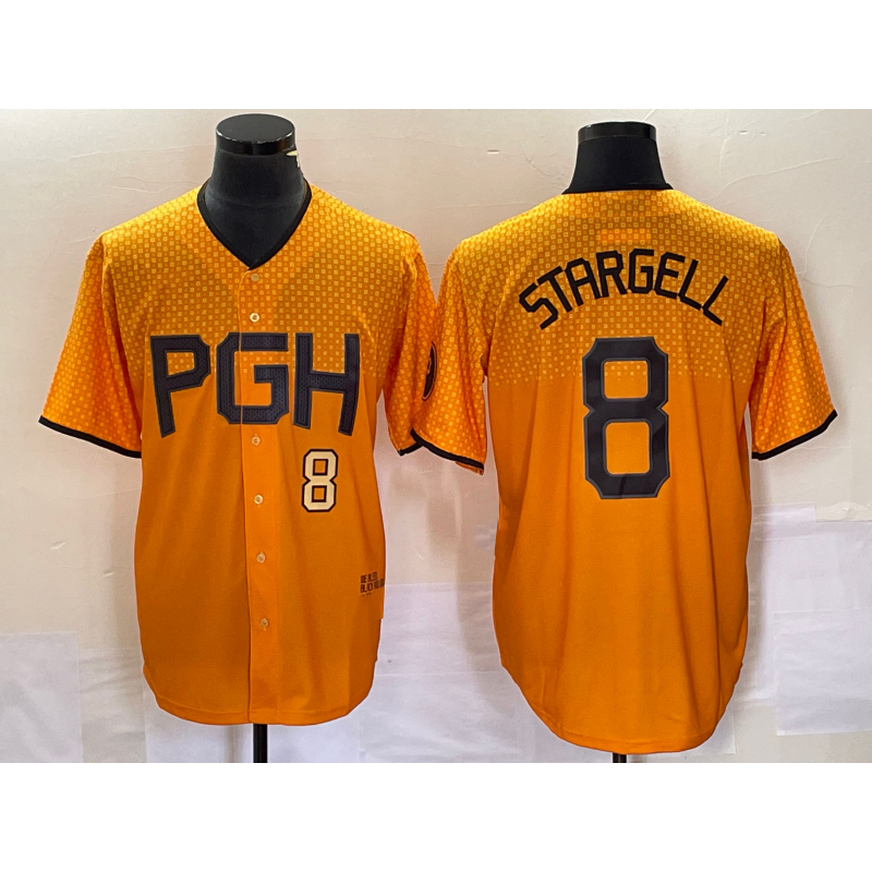 Boles  Pittsburgh Pirates #8 Willie Stargell Number Gold  2023 City Connect Stitched Jersey