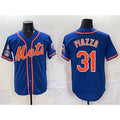 Boles  New York Mets #31 Mike Piazza Blue  With Patch Cool Base Stitched Jersey