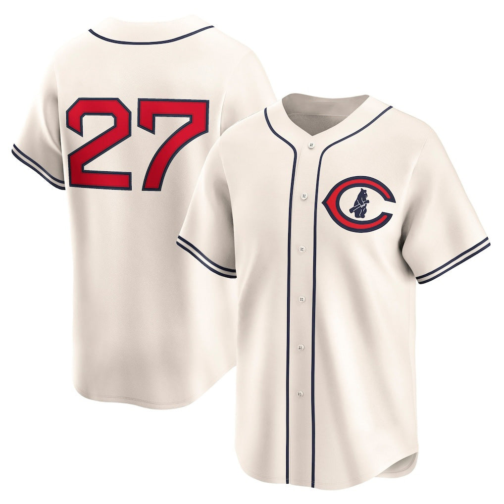 Boles  Chicago Cubs #27 Seiya Suzuki Cream  Throwback Cooperstown Collection Limited Jersey