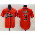 Boles Houston Astros #3 Jeremy Pena Number Orange  With Patch Cool Base Stitched Jersey
