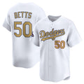 Boles Los Angeles Dodgers #50 Mookie Betts White  2025 Gold Collection Limited Stitched Jersey