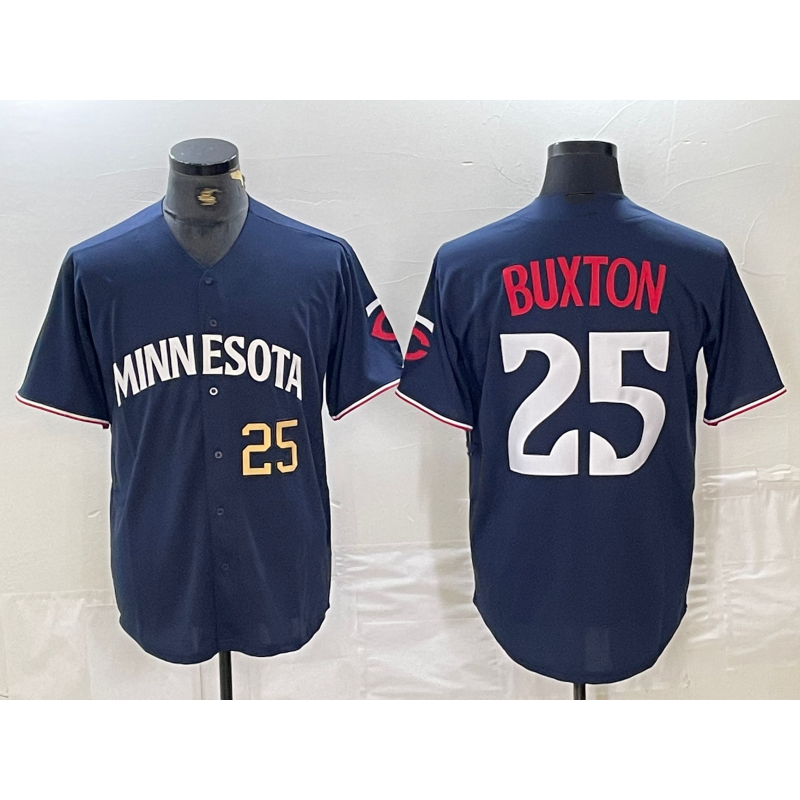 Boles  Minnesota Twins #25 Byron Buxton Number 2023 Navy Blue  Cool Base Stitched Jerseys