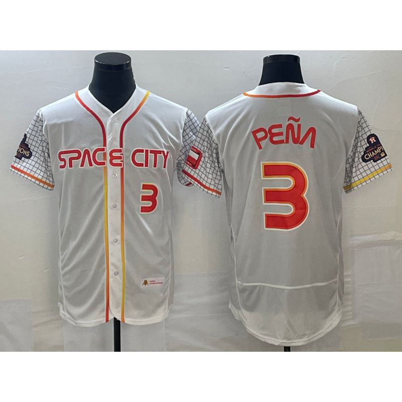 Boles Houston Astros #3 Jeremy Pena Number White  2023 City Connect Flex Base Stitched Jersey 3