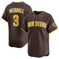 Boles  San Diego Padres #3 Jackson Merrill Brown  2024 Away Limited Stitched Jersey