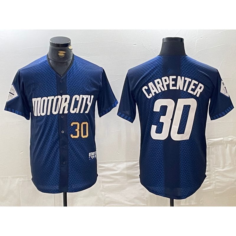 Boles Detroit Tigers #30 Kerry Carpenter Number 2024 Navy  City Connect Cool Base Limited Stitched Jersey 2