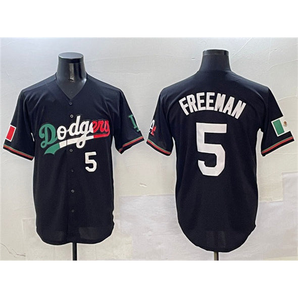 Boles Los Angeles Dodgers #5 Freddie Freeman Black  Mexico Flag Limited Stitched Jersey