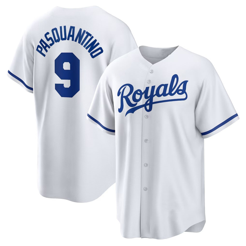 Boles  Kansas City Royals #9 Vinnie Pasquantino White  Home Replica Jersey