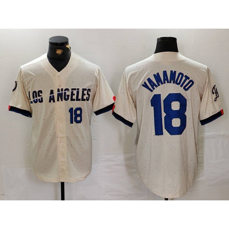 Boles Los Angeles Dodgers #18 Yoshinobu Yamamoto Number Cream  2024 City Connect Limited Stitched Jersey 2
