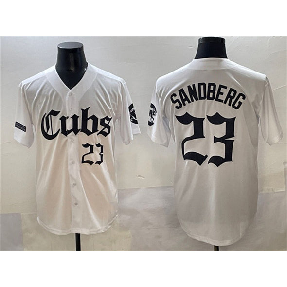 Boles  Chicago Cubs #23 Ryne Sandberg White  'Gothic North Side Edition' Vapor Premier Limited Stitched Jersey