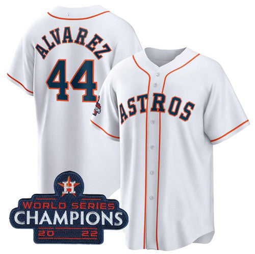 Boles Houston Astros #44 Yordan Alvarez White  2022 World Series Champions Home Stitched Jersey