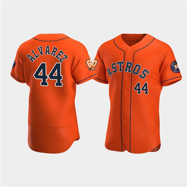 Boles Houston Astros #44 Yordan Alvarez Orange  60th Anniversary Flex Base Stitched Jersey