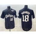 Boles Los Angeles Dodgers #18 Yoshinobu Yamamoto Black  2025 LA Gothic Style With 2025 World Series Patch Vapor Premier Limited Stitched Jersey